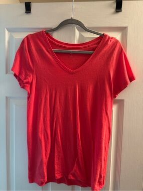 Women's V-Neck Short Sleeve Top - Red - GAP